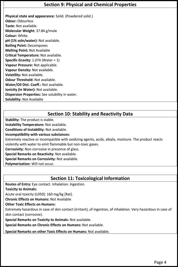 Sodium Borohydride Material Safety Data Sheet